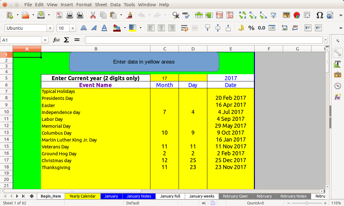 Calendar Template - Imported