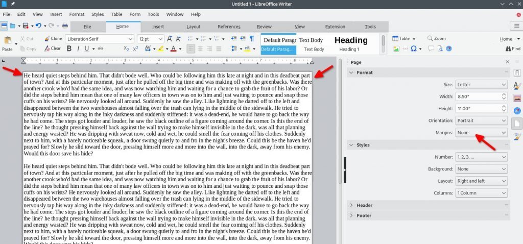 No Margin in a sample doc