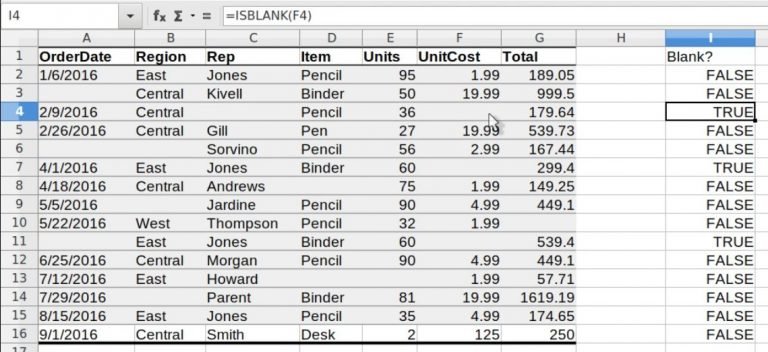 How to find out empty, blank cells or rows in LibreOffice Calc