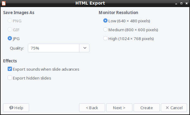 HTML Export - Image Type