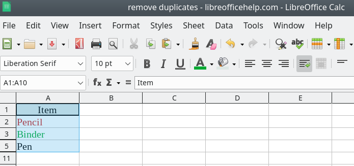 after removing the duplicates