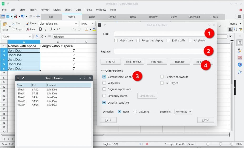 Remove space using FIND and REPLACE all dialog