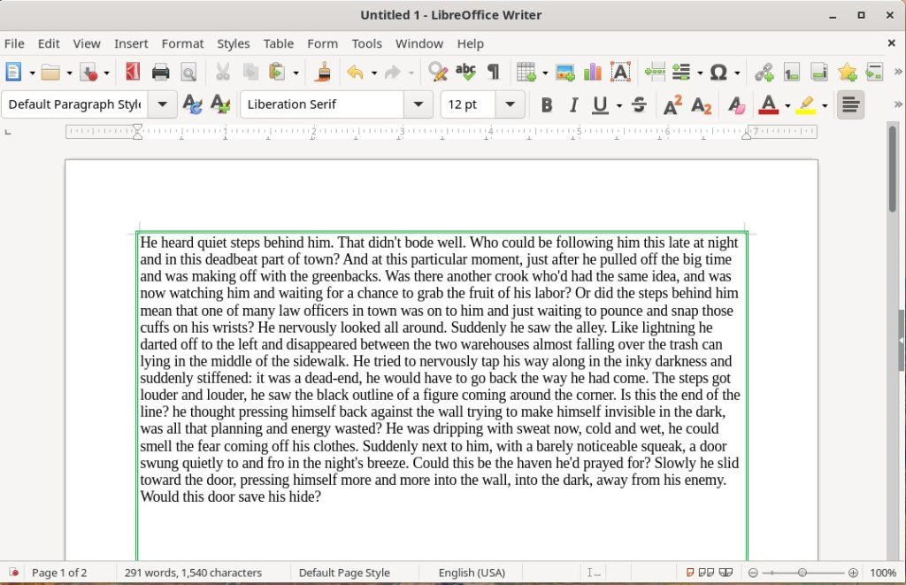 Added border in LibreOffice Writer Document