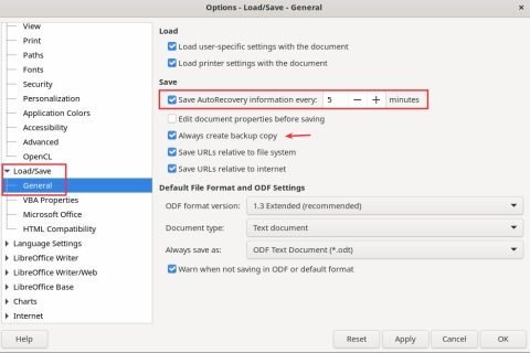 How to Enable Autosave in LibreOffice and OpenOffice