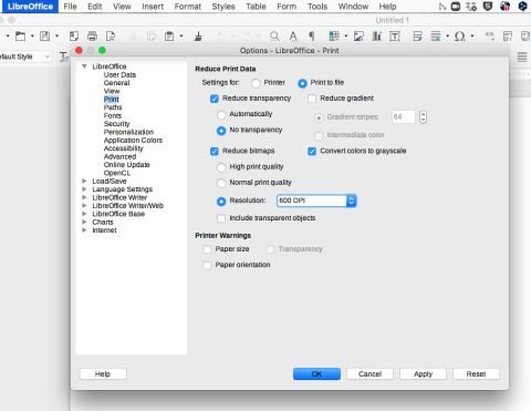 LibreOffice Tools Options Menu Item Missing in MacOS